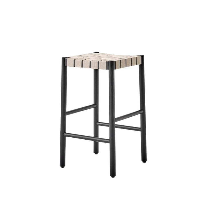 Tabouret de bar Betty TK7 - black, assise en ruban de lin tressé naturel - &Tradition