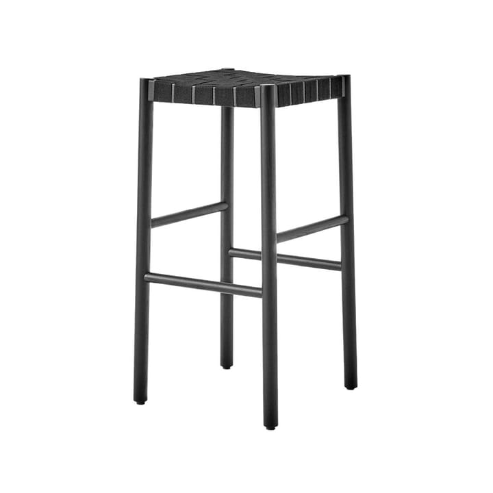 Tabouret de bar Betty TK8 - black, assise en ruban de lin tressé noir - &Tradition