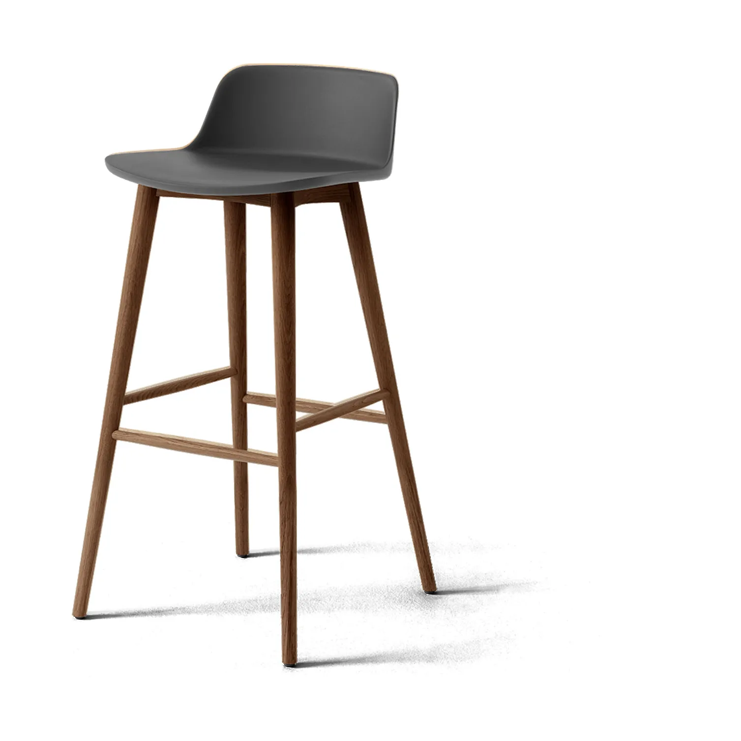 Tabouret de bar Rely HW123, Stone grey-noyer laqué, 75 cm &Tradition