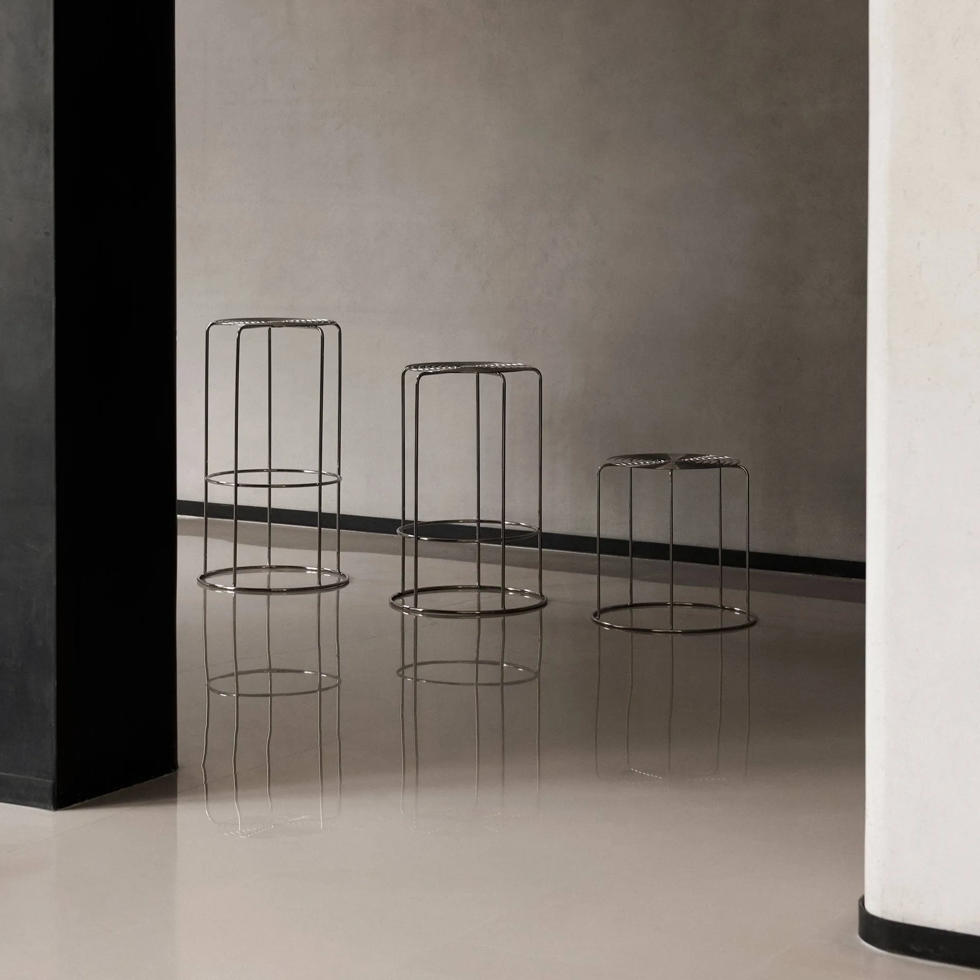 Tabouret de bar Wire VP15, Acier inoxydable, 65 cm &Tradition