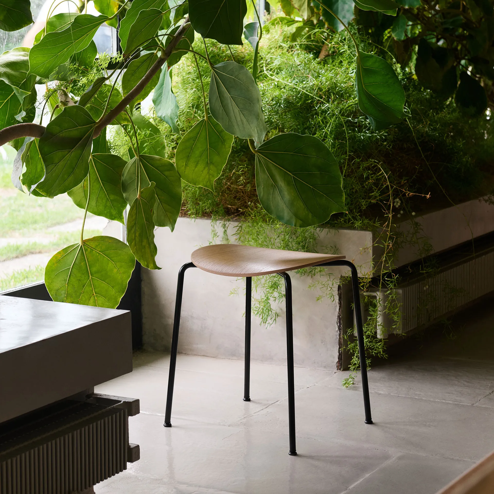 Tabouret Pavilion AV36, Black-lacquered oak &Tradition