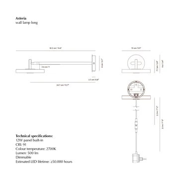 Applique murale Asteria Wall - Long, Pearl white-chrome - Umage
