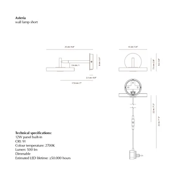 Applique murale Asteria Wall - Short, Nuance mist-chrome - Umage