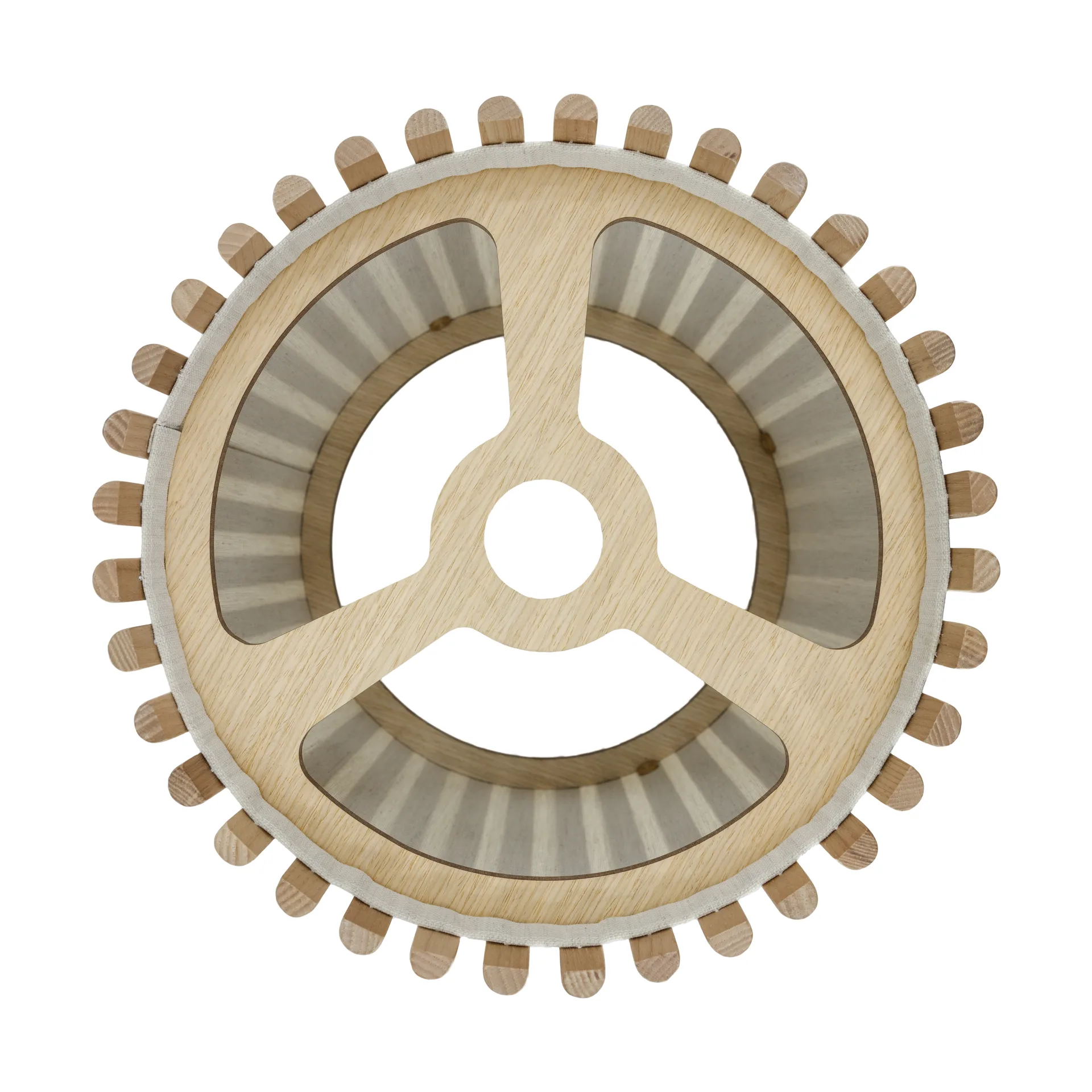 Lampadaire Komorebi medium, Chêne circulaire-Laiton brossé Umage