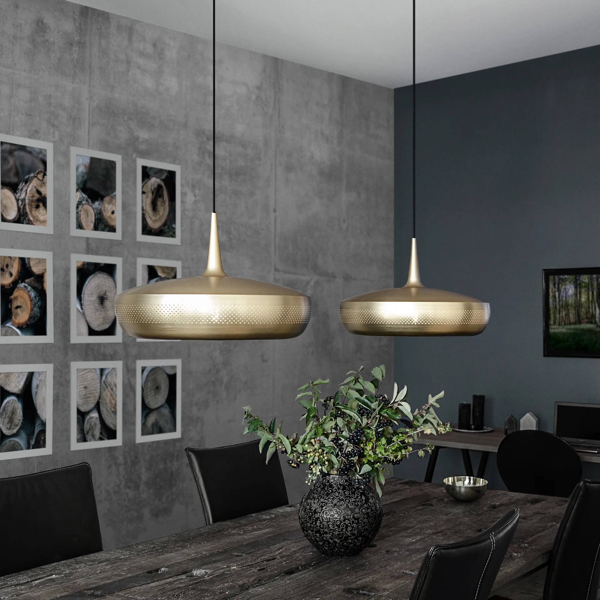 Lampe à suspension Clava Dine Ø43cm, Brushed brass Umage