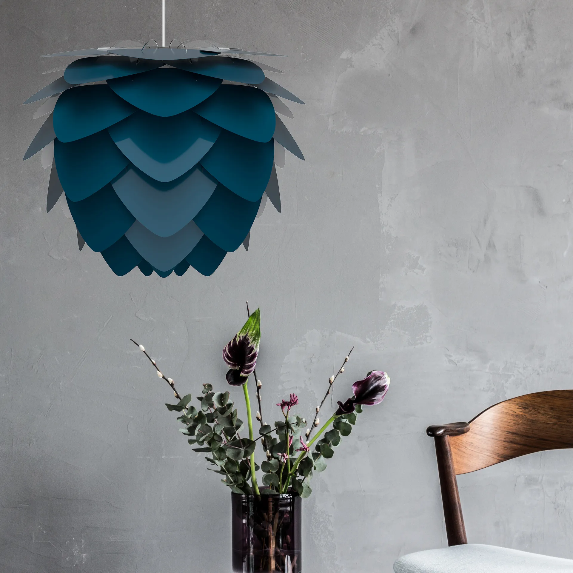 Lampe Aluvia bleu pétrole, Moyen Ø59 cm Umage