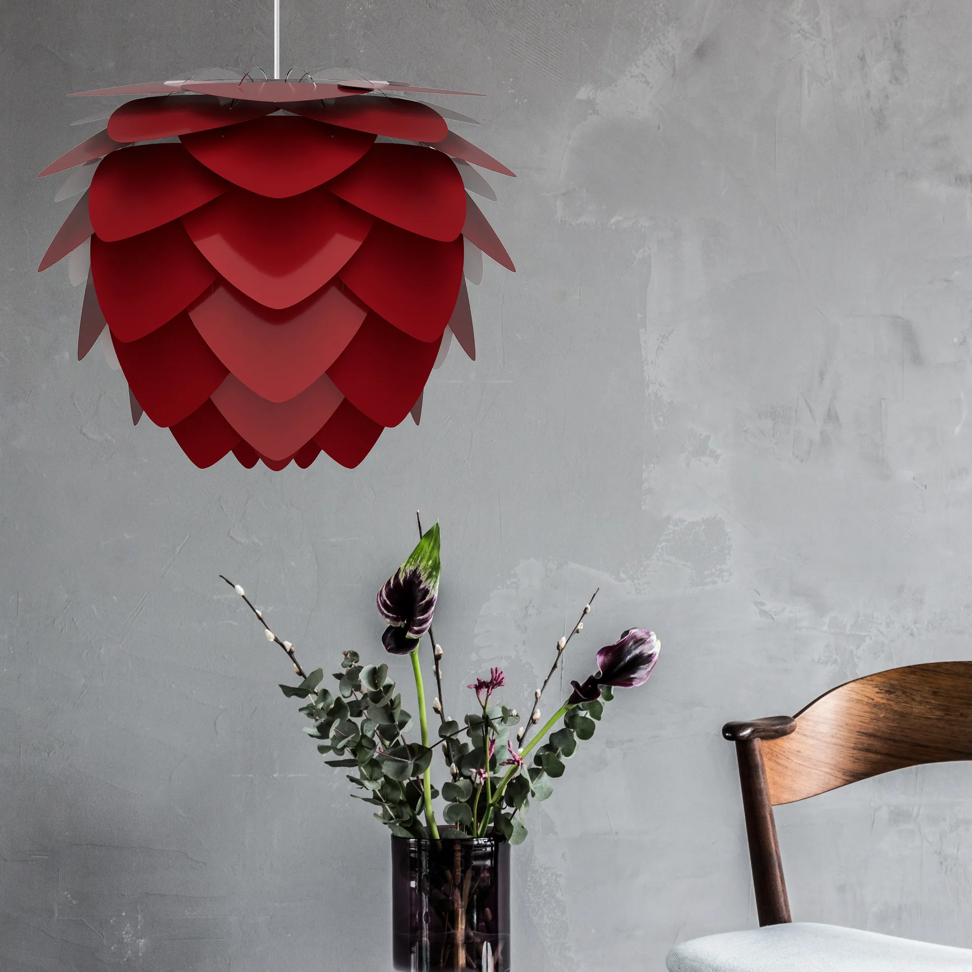 Lampe Aluvia rouge rubis, Moyen Ø59 cm Umage