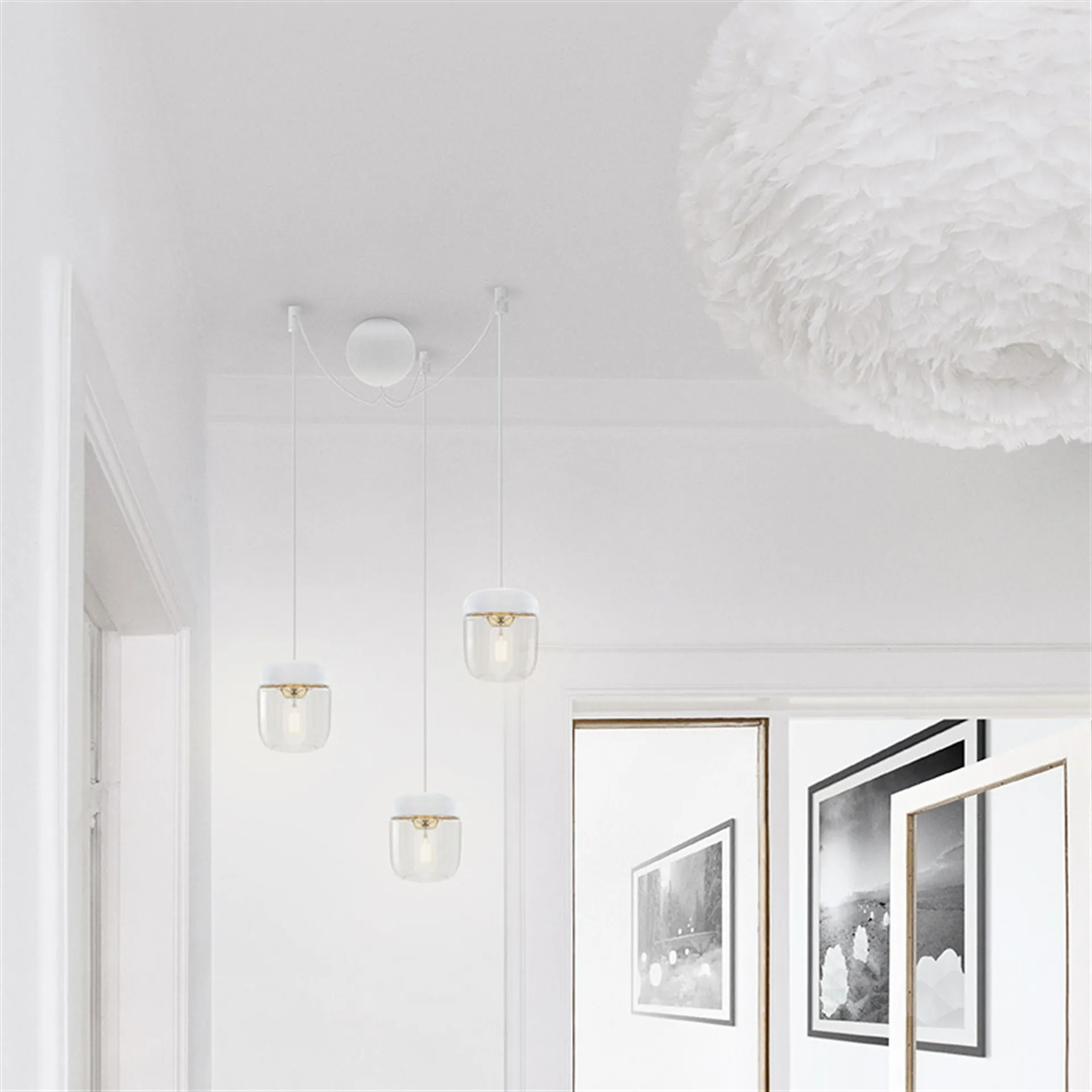 Rosace de plafond avec trois cordons Cannonball, Blanc Umage