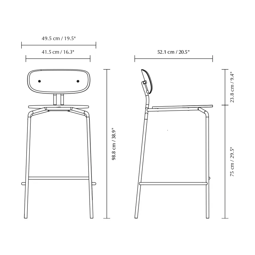 Tabouret de bar Curious 75 cm, Oak-black Umage