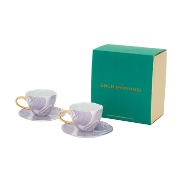 Coffret cadeau Good Morning Cappuccino mug & soucoupe, lot de 2 - Valuri violet - URBAN NATURE CULTURE