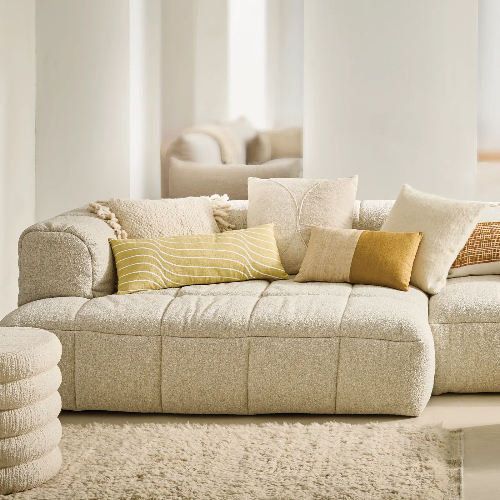 Pouf d'assise Andria Ø39 cm, Blanc cassé URBAN NATURE CULTURE