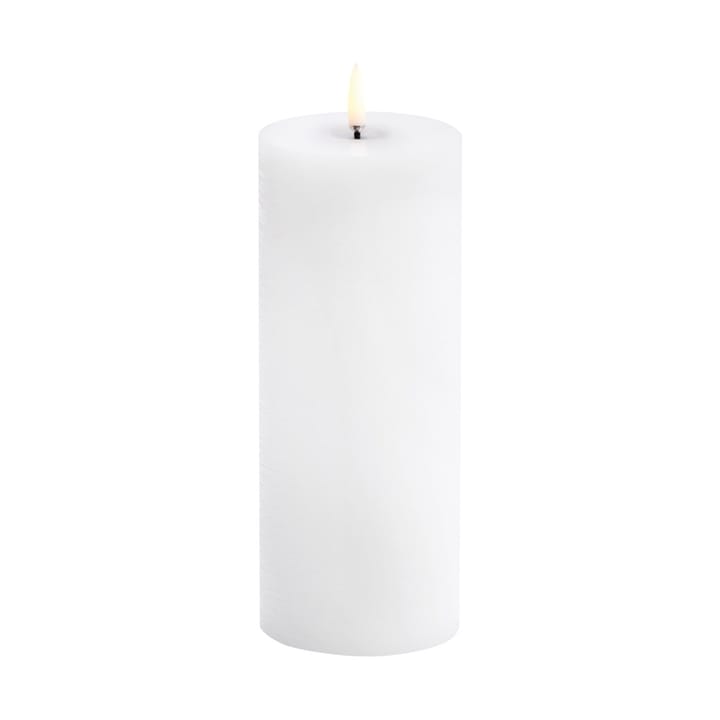 Bougie LED en bloc Uyuni Melted - Blanc rustique, Ø7,8x20 cm - Uyuni Lighting
