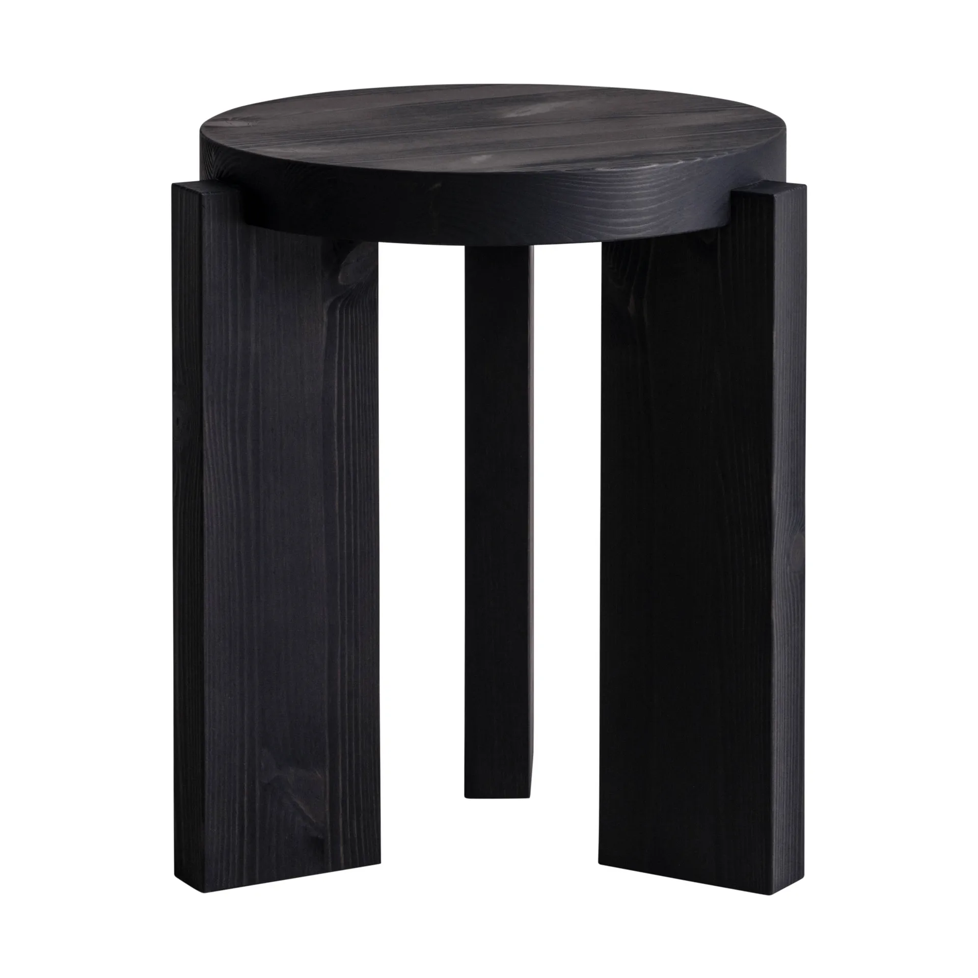 Vaarnii 001 Stool tabouret rond Pin de sapin teinté noir, Ø40x44 cm