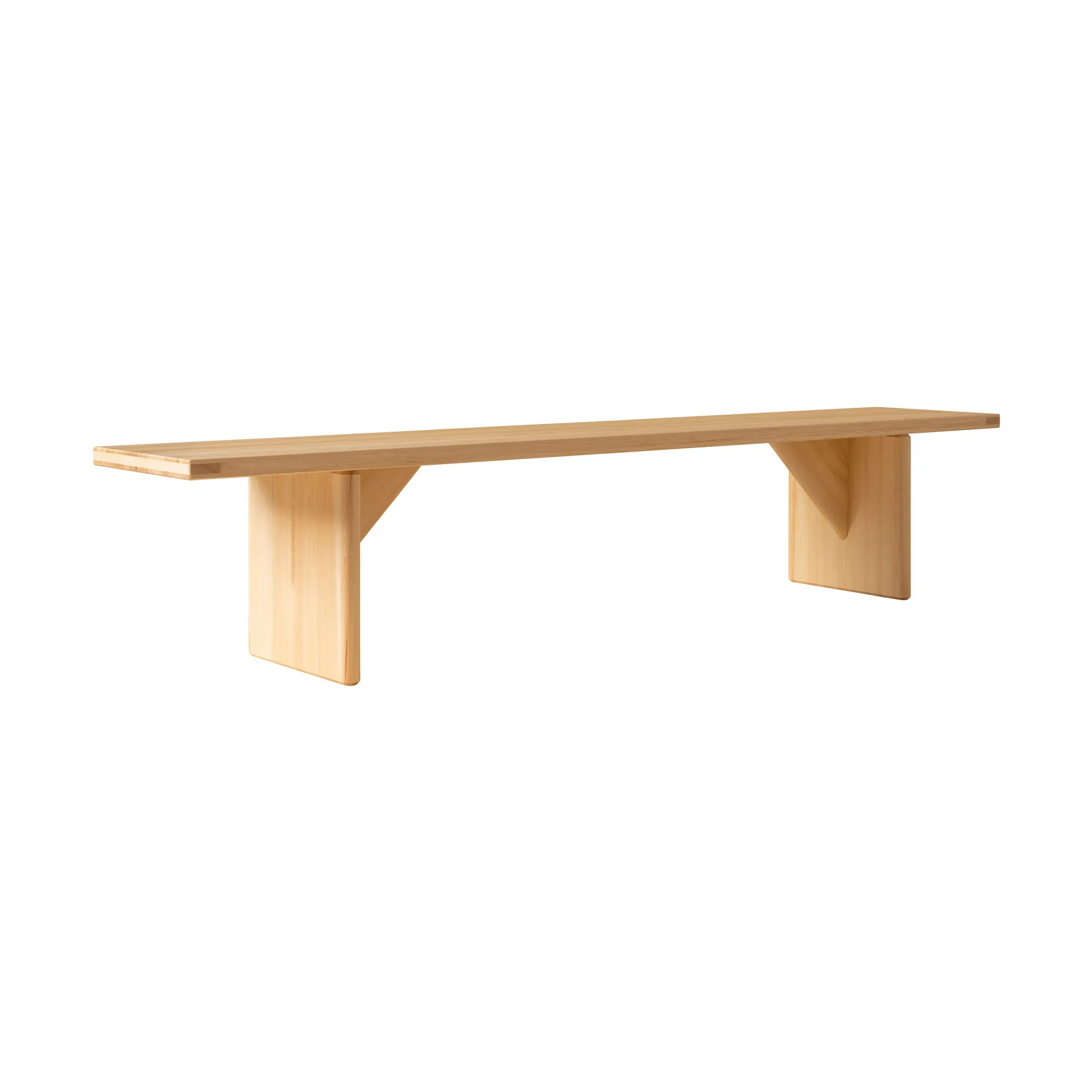 Banc 012 Kolmio Bench, Pin en huile-cire mat, 227×42×45 cm Vaarnii
