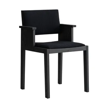 Fauteuil à accoudoirs 016 Maasto Dining Armchair - Pin de couleur noire, face avant habillée en noir - Vaarnii