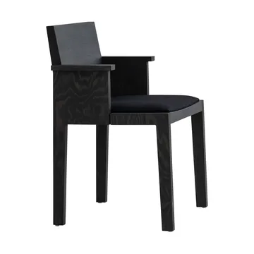 Fauteuil à accoudoirs 016 Maasto Dining Armchair - Pin noir teinté, assise rembourrée noire - Vaarnii
