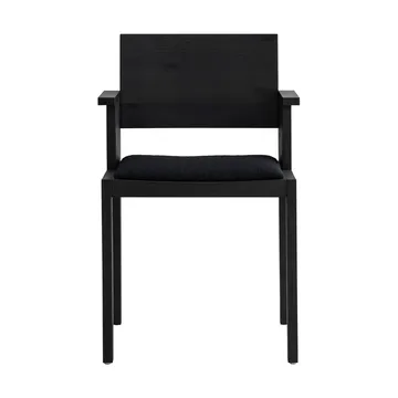 Fauteuil à accoudoirs 016 Maasto Dining Armchair - Pin noir teinté, assise rembourrée noire - Vaarnii