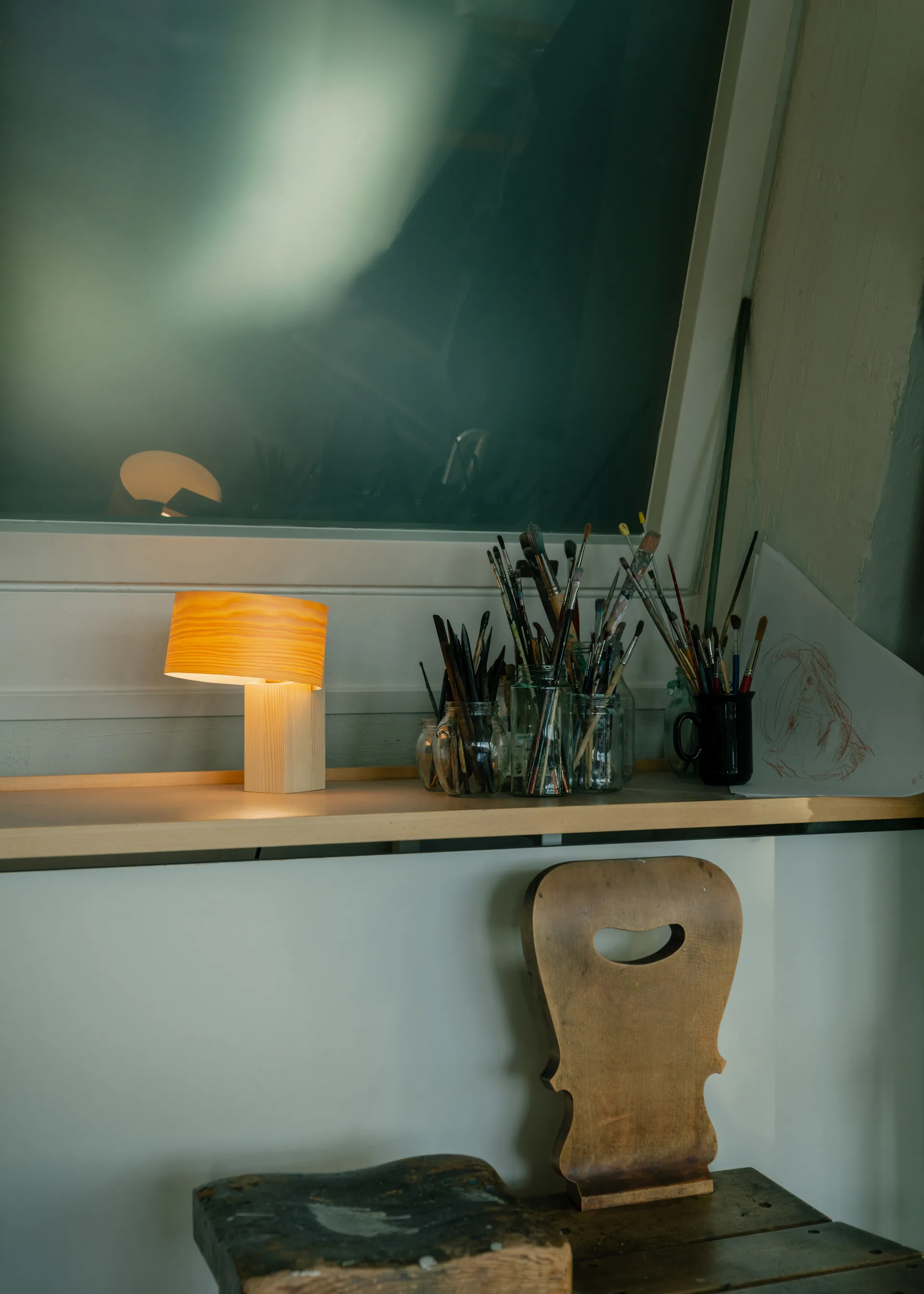 Lampe de table 018 Hoop Table Lamp, Pin en huile-cire mat, 23 cm Vaarnii