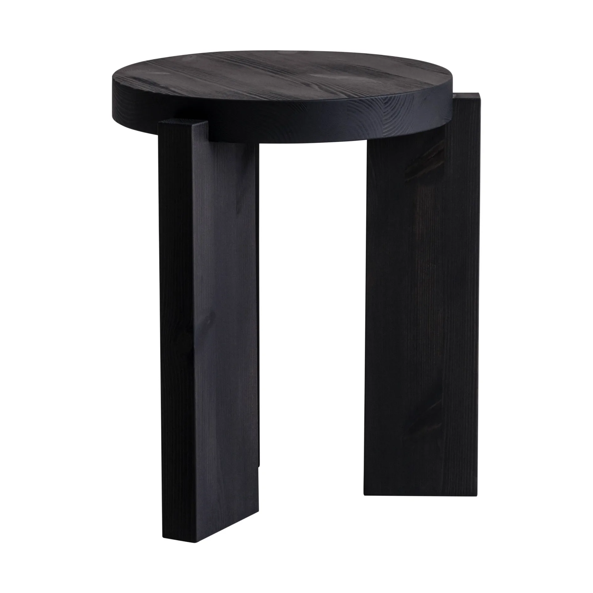 Tabouret 001 Stool, Pin de sapin teinté noir, Ø40x44 cm Vaarnii