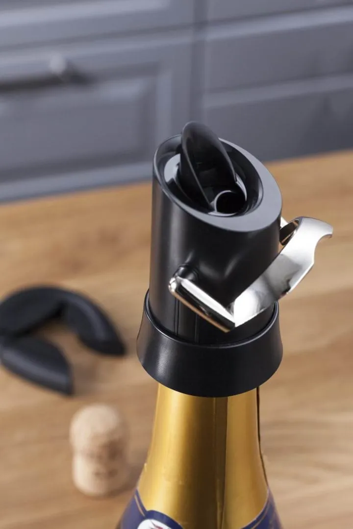 Bouchon et verseur à champagne Vacuvin, Noir Vacuvin