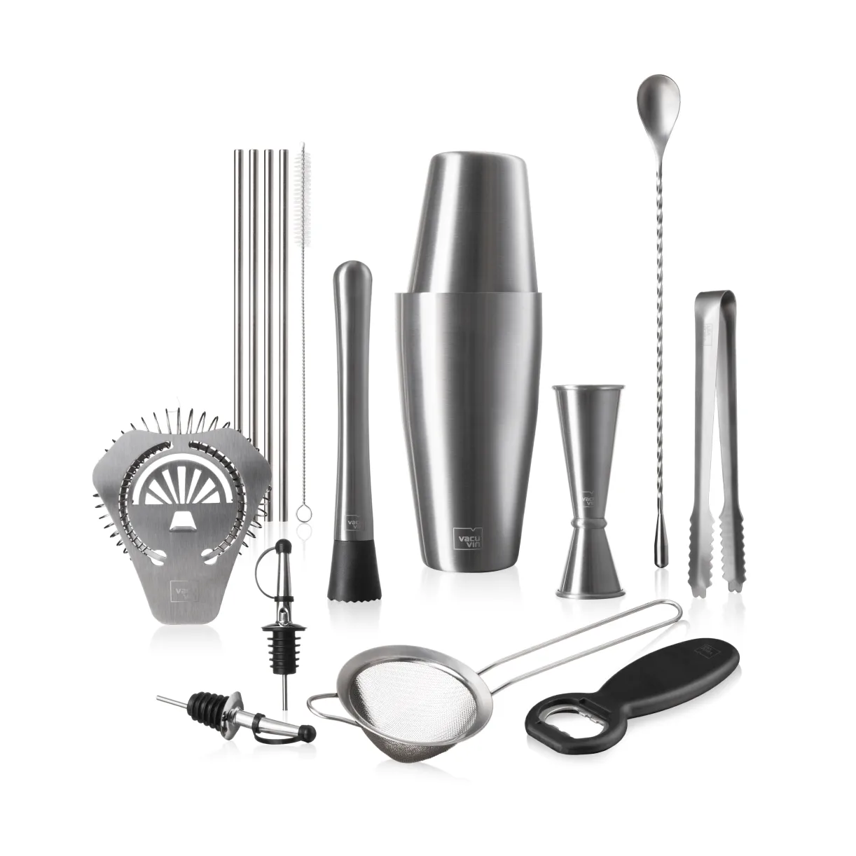Set à cocktail Mixologist Bar In a Box Vacuvin, Acier inoxydable, 14 pièces Vacuvin