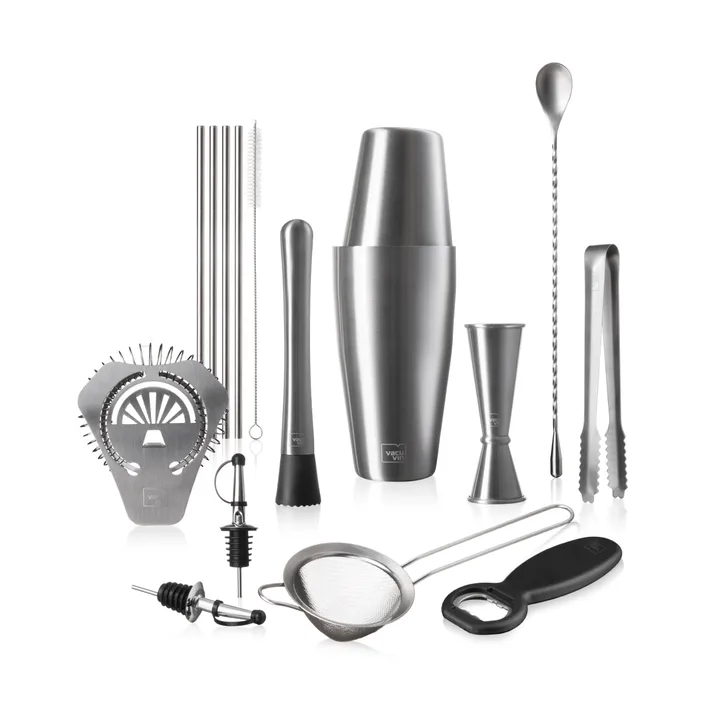 Set à cocktail Mixologist Bar In a Box Vacuvin - Acier inoxydable, 14 pièces - Vacuvin