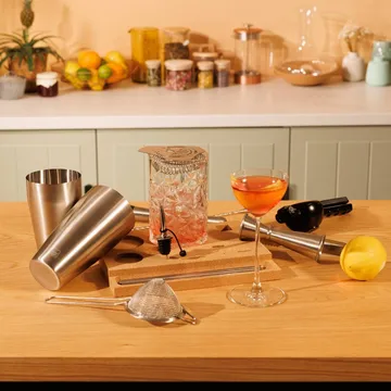 Set à cocktail Mixologist Bar In a Box Vacuvin - Acier inoxydable, 14 pièces - Vacuvin