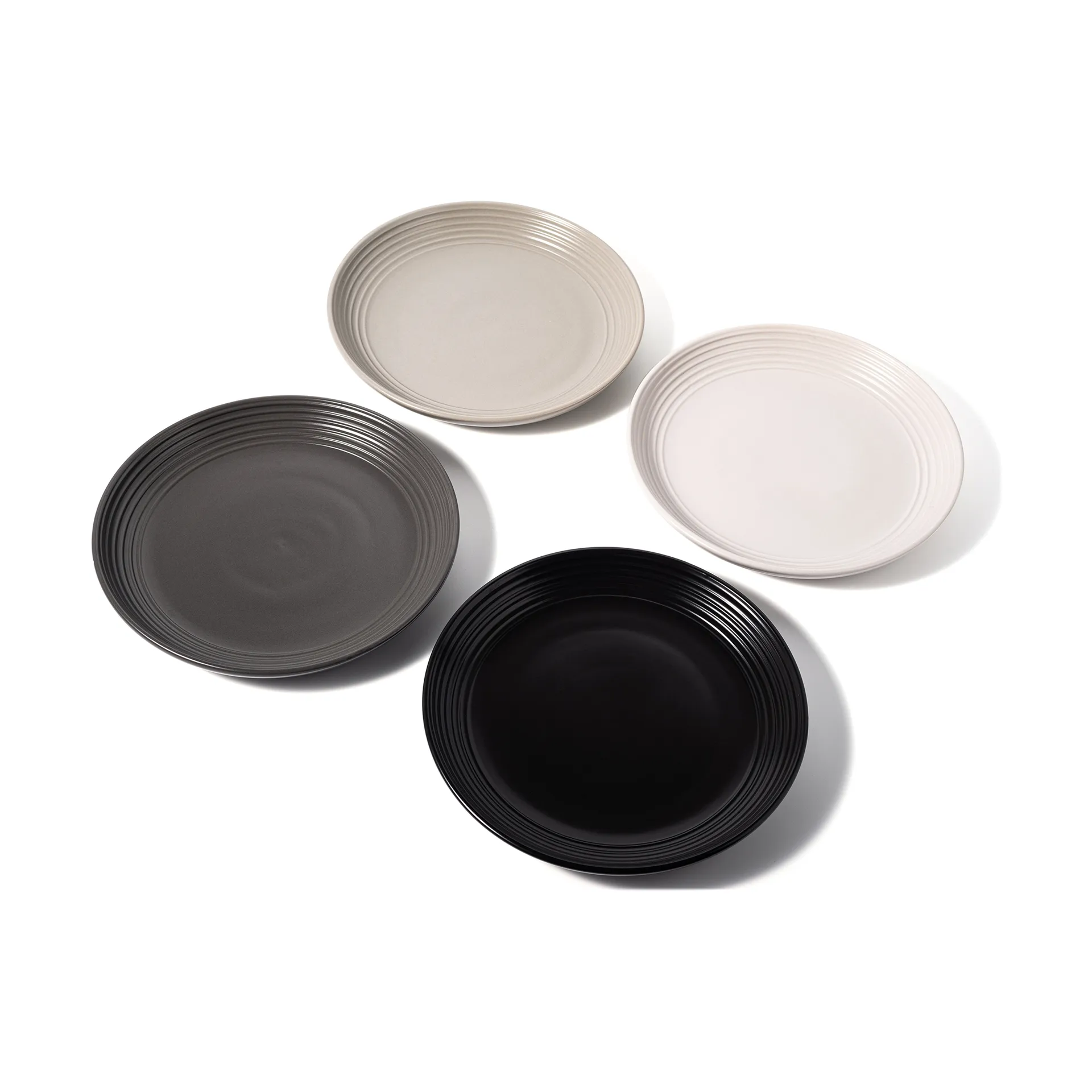 Assiette Gastro Ø25 cm, lot de 4, Blanc, gris sable, anthracite, noir Vargen & Thor