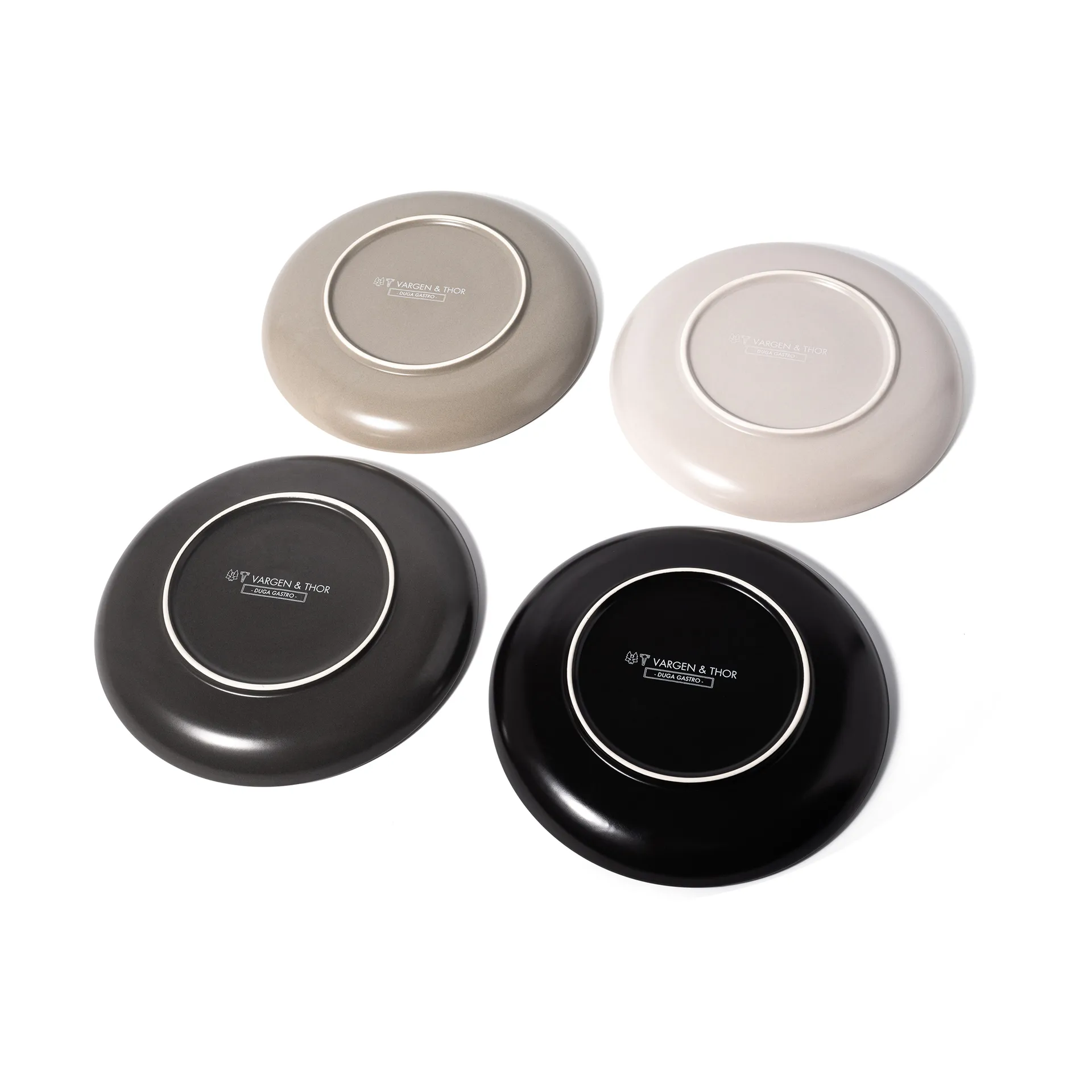 Assiette Gastro Ø25 cm, lot de 4, Blanc, gris sable, anthracite, noir Vargen & Thor