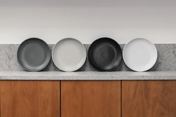 Assiette Gastro Ø25 cm, lot de 4 - Blanc, gris sable, anthracite, noir - Vargen & Thor