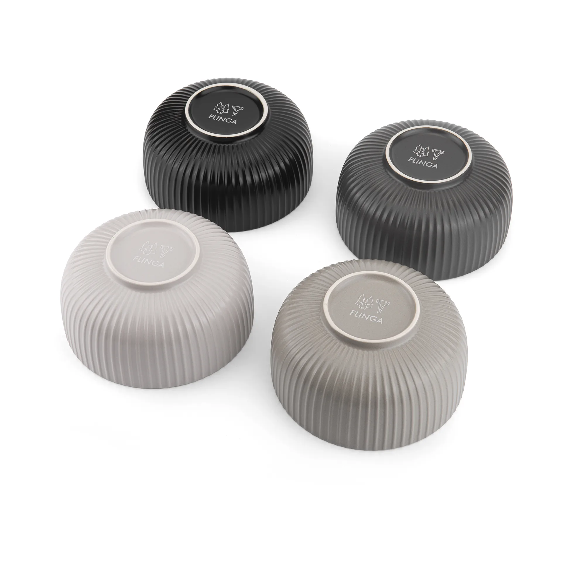 Bol à céréales Duga 70 cl, lot de 4, Blanc, gris sable, anthracite, noir Vargen & Thor