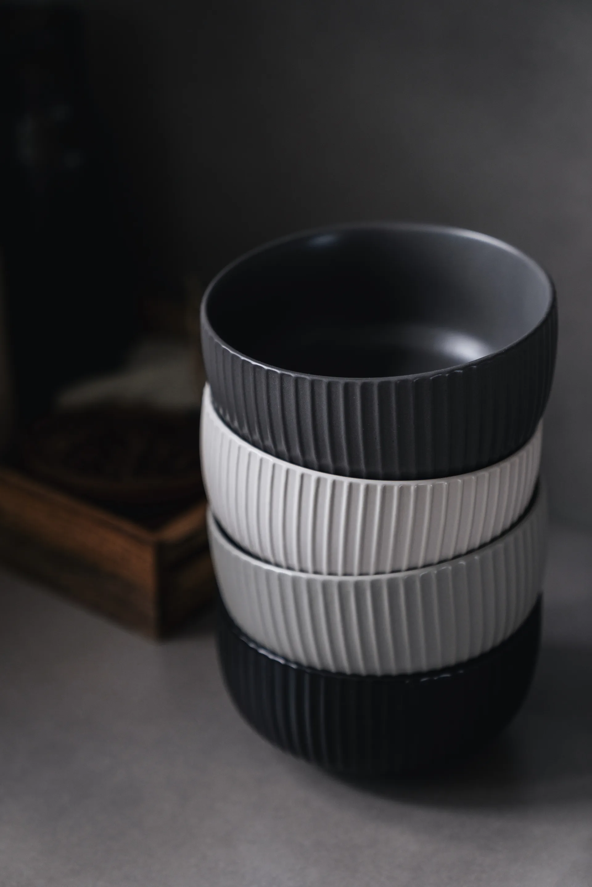 Bol à céréales Duga 70 cl, lot de 4, Blanc, gris sable, anthracite, noir Vargen & Thor