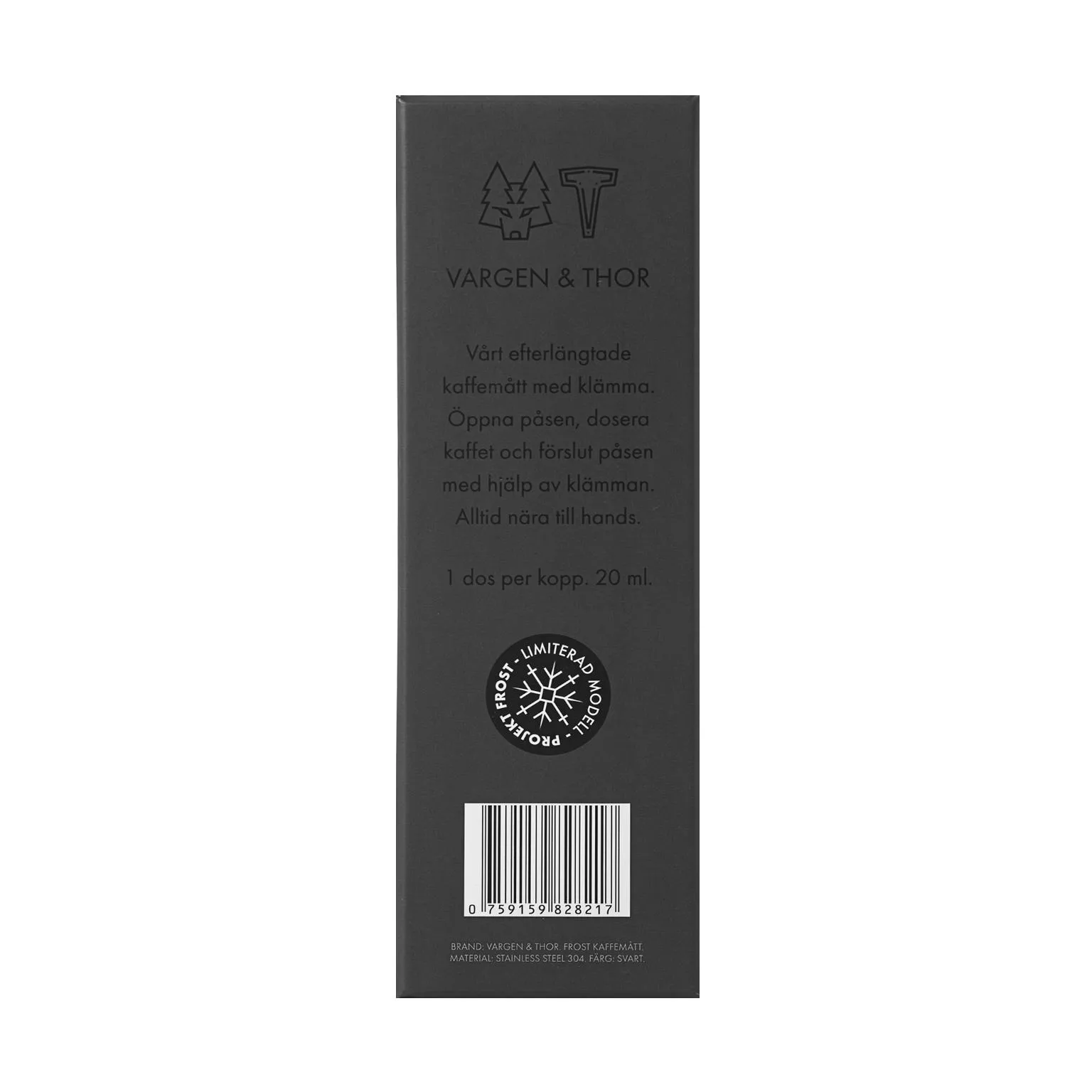 Frost cuillère doseuse à café avec pince, Noir, 20 ml Vargen & Thor