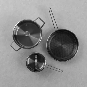 Kroma Teddy Pixel batterie de cuisine - Acier inoxydable, 3 pièces - Vargen & Thor