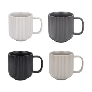 Mug Duga XL 35 cl, lot de 4 - Blanc, gris sable, anthracite, noir - Vargen & Thor