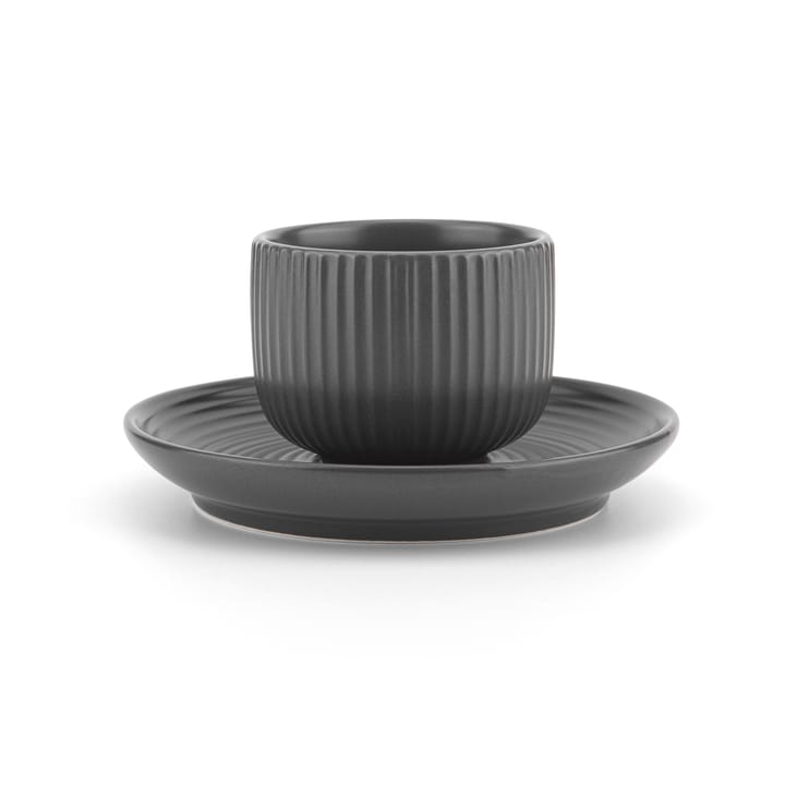 Tasse à espresso avec soucoupe Duga, lot de 4 - Blanc, gris sable, anthracite, noir - Vargen & Thor