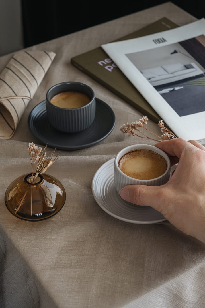 Tasse à espresso avec soucoupe Duga, lot de 4, Blanc, gris sable, anthracite, noir Vargen & Thor