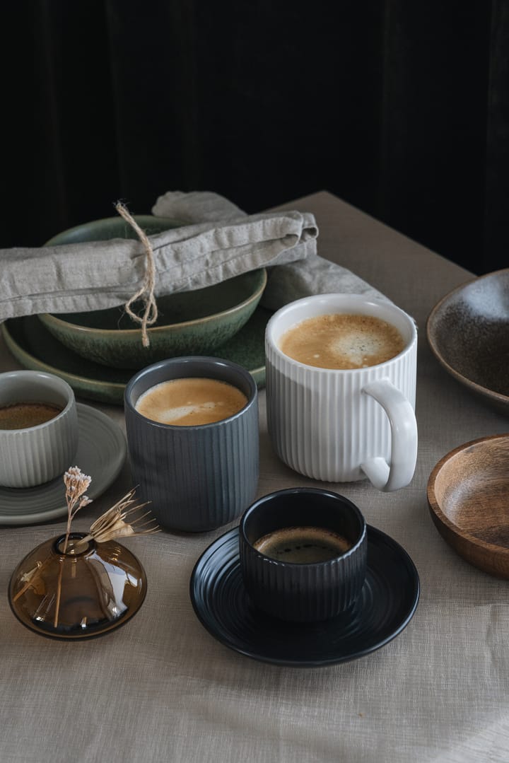 Tasse à espresso avec soucoupe Duga, lot de 4, Blanc, gris sable, anthracite, noir Vargen & Thor