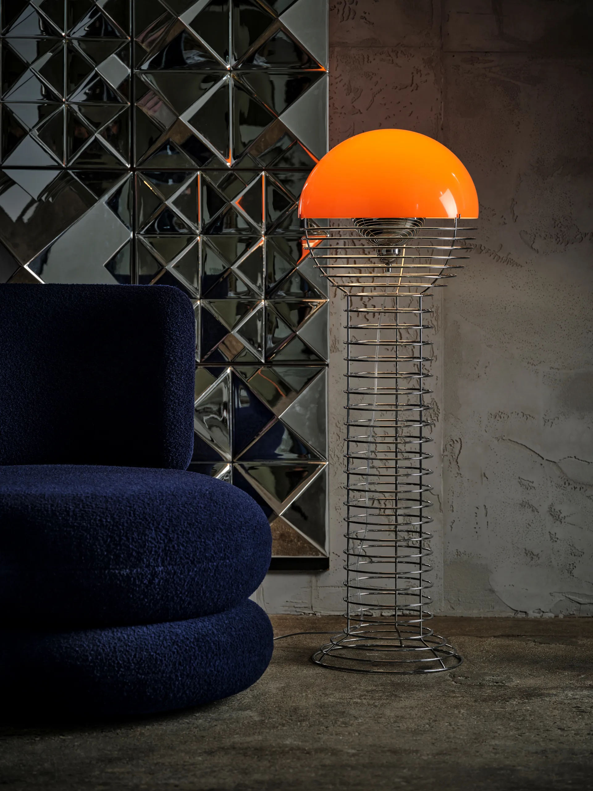 Lampadaire Wire, Chrome-orange Verpan