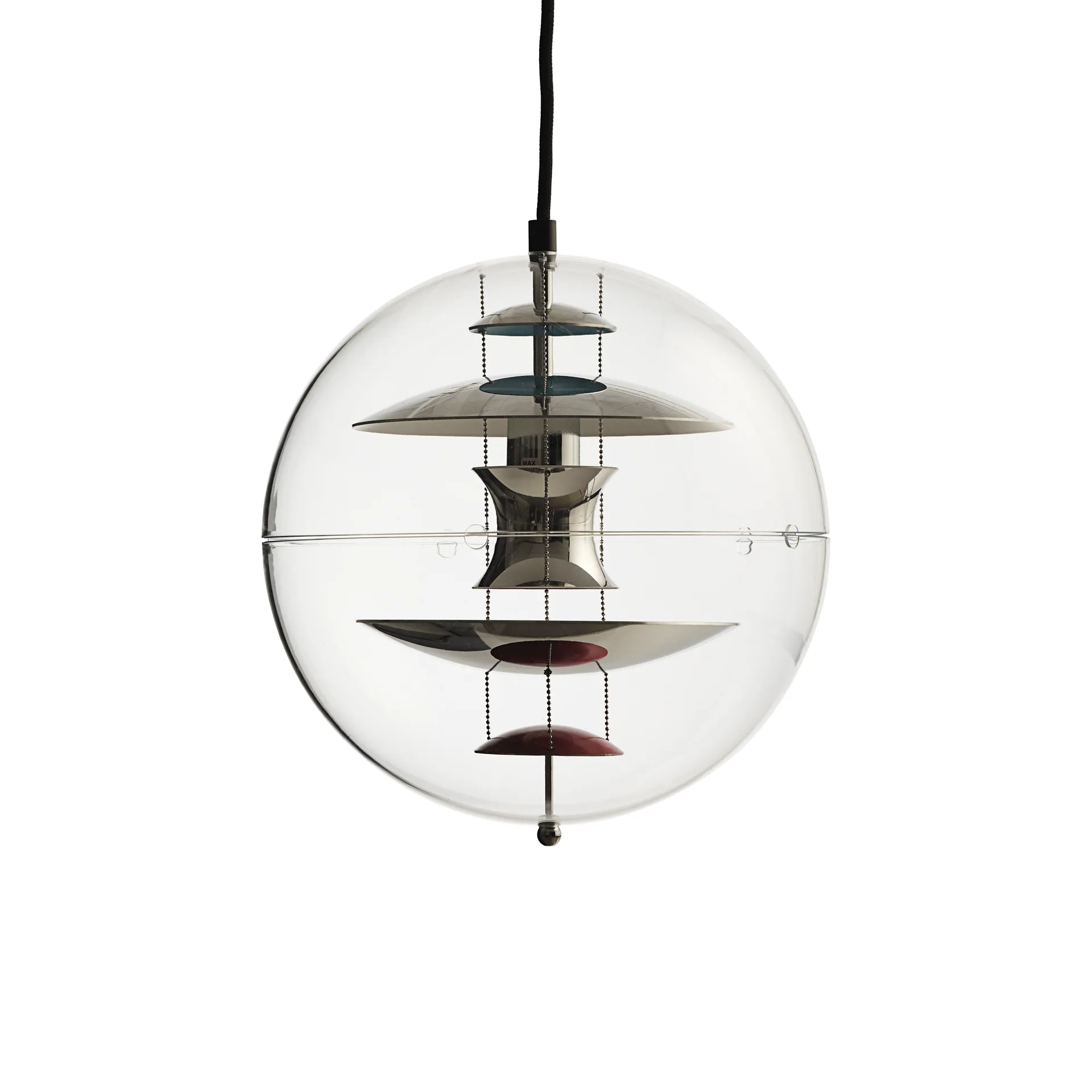 Lampe à suspension VP Globe Ø28 cm, Chrome-red-blue Verpan