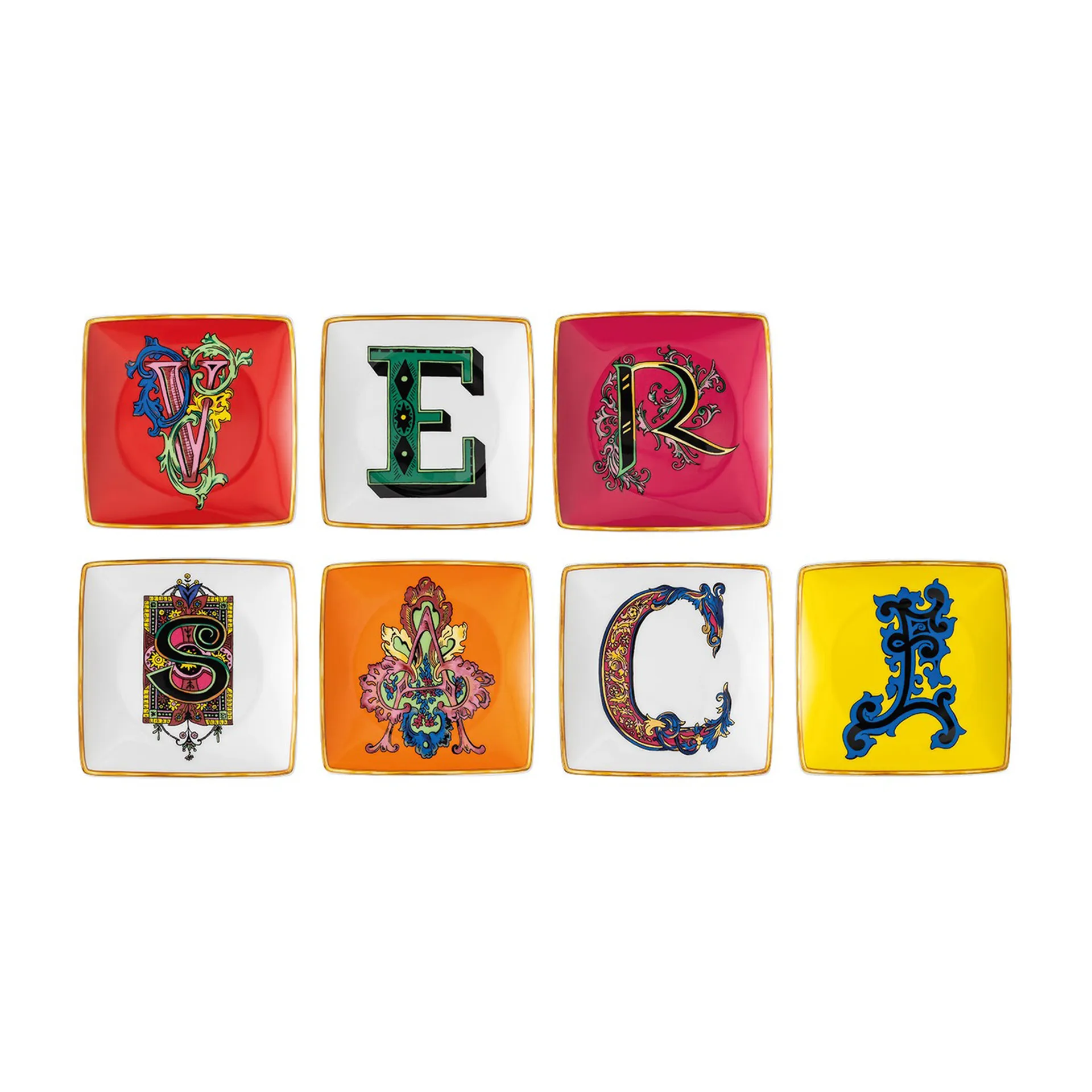 Set de 7 assiettes 12 cm Versace Holiday Alphabet, Versace Versace