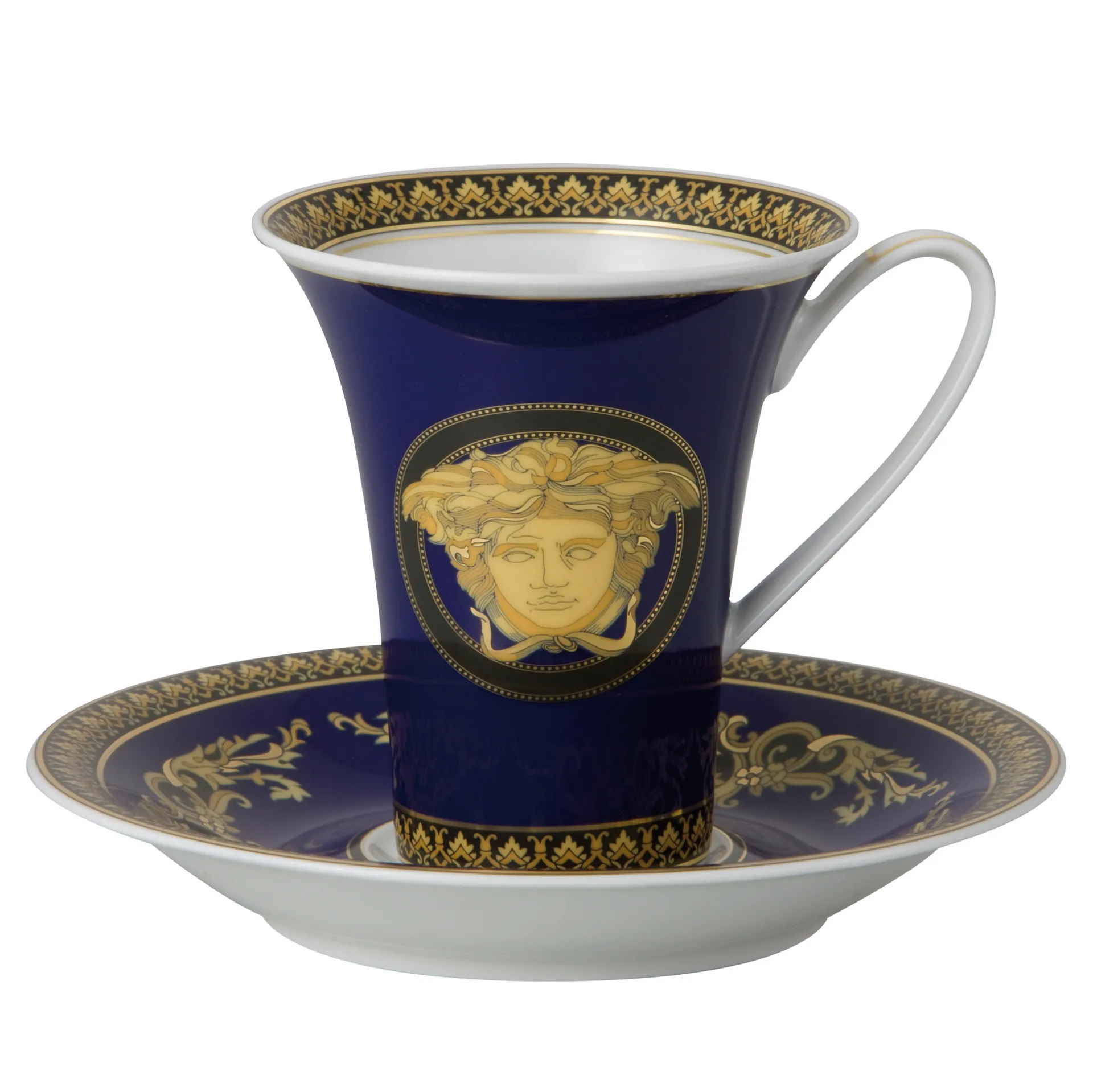 Versace Medusa Blue tasse et soucoupe, ensemble Versace