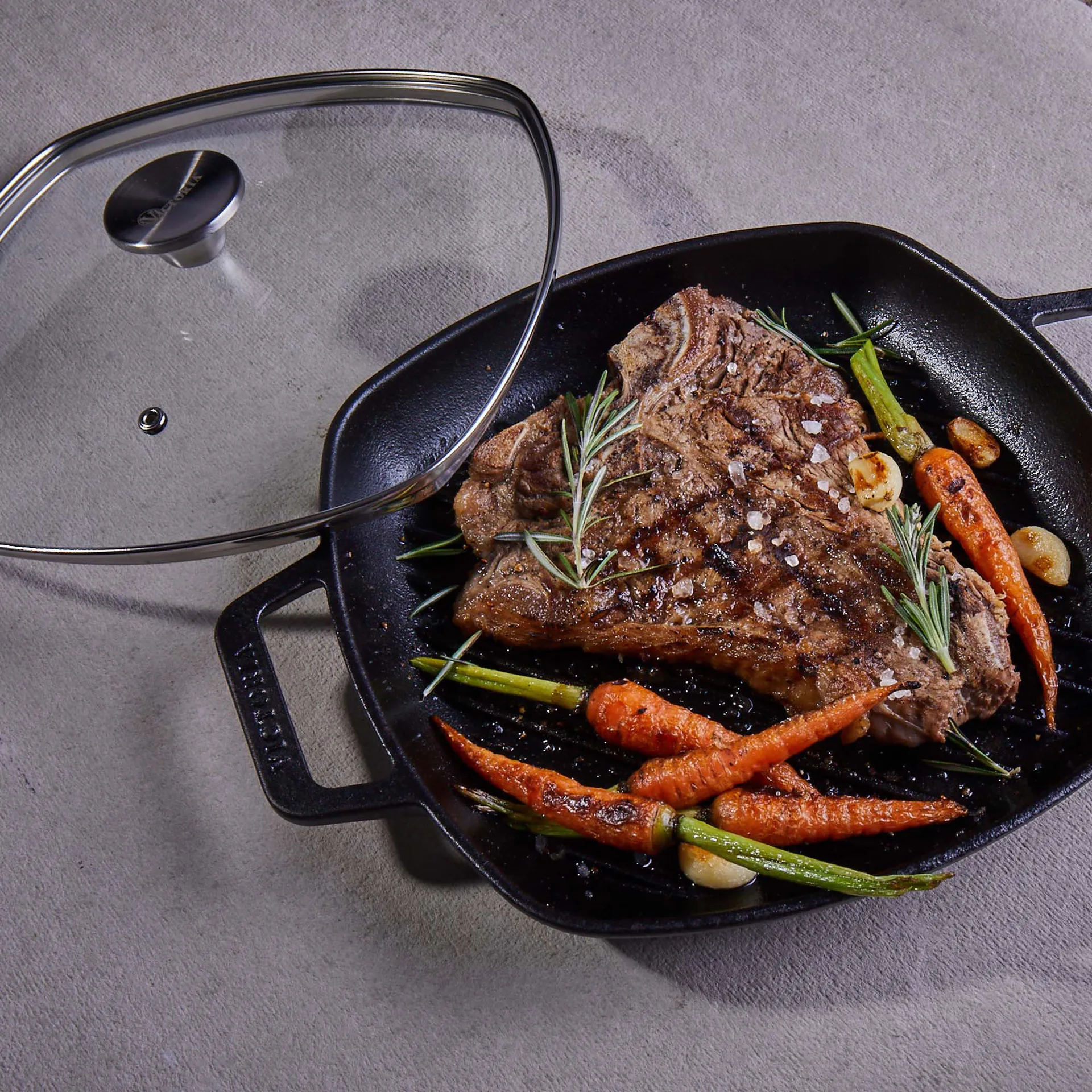 Couvercle en verre avec bouton, 25x25 cm Victoria