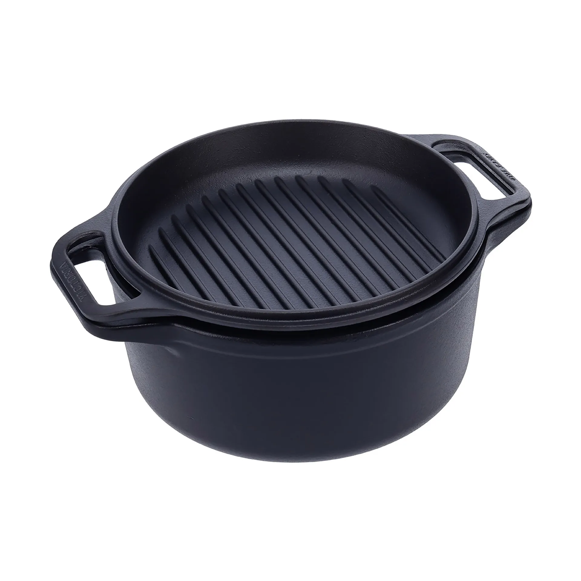 Marmite et poêle à griller en fonte pré-assaisonnée, 2 pièces Victoria