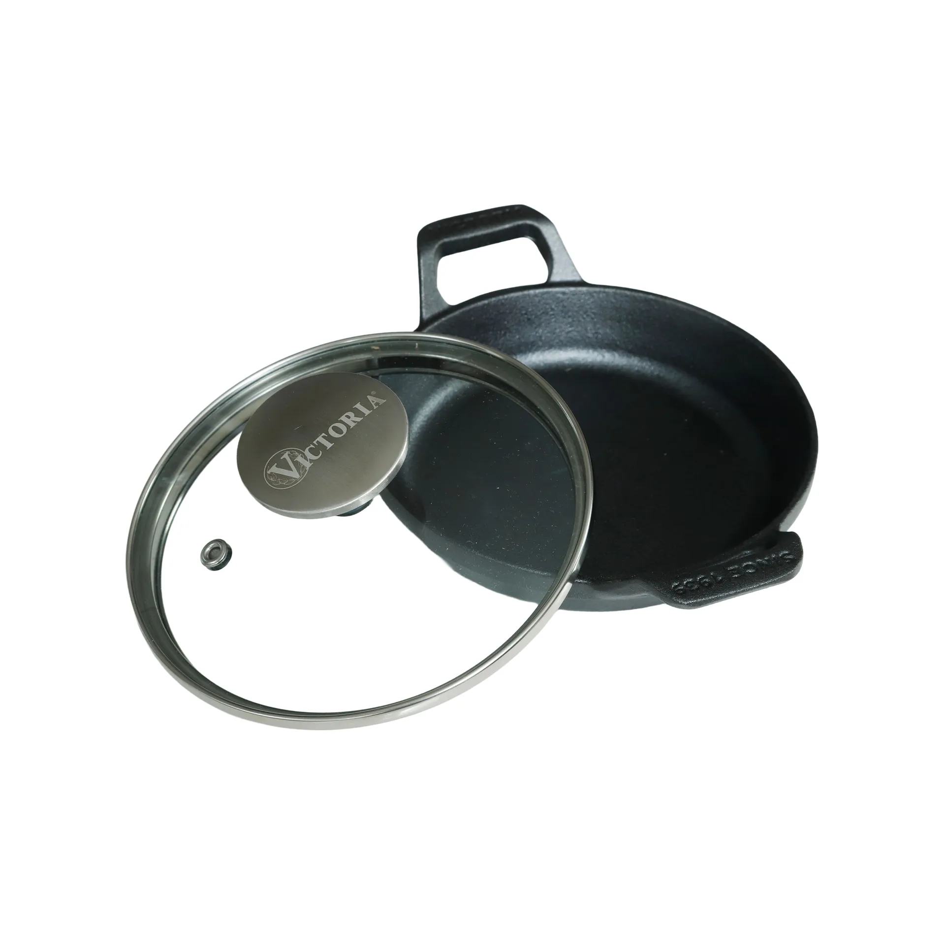 mini cocotte ronde avec couvercle en verre en fonte pré-assaisonnée, Ø14 cm Victoria
