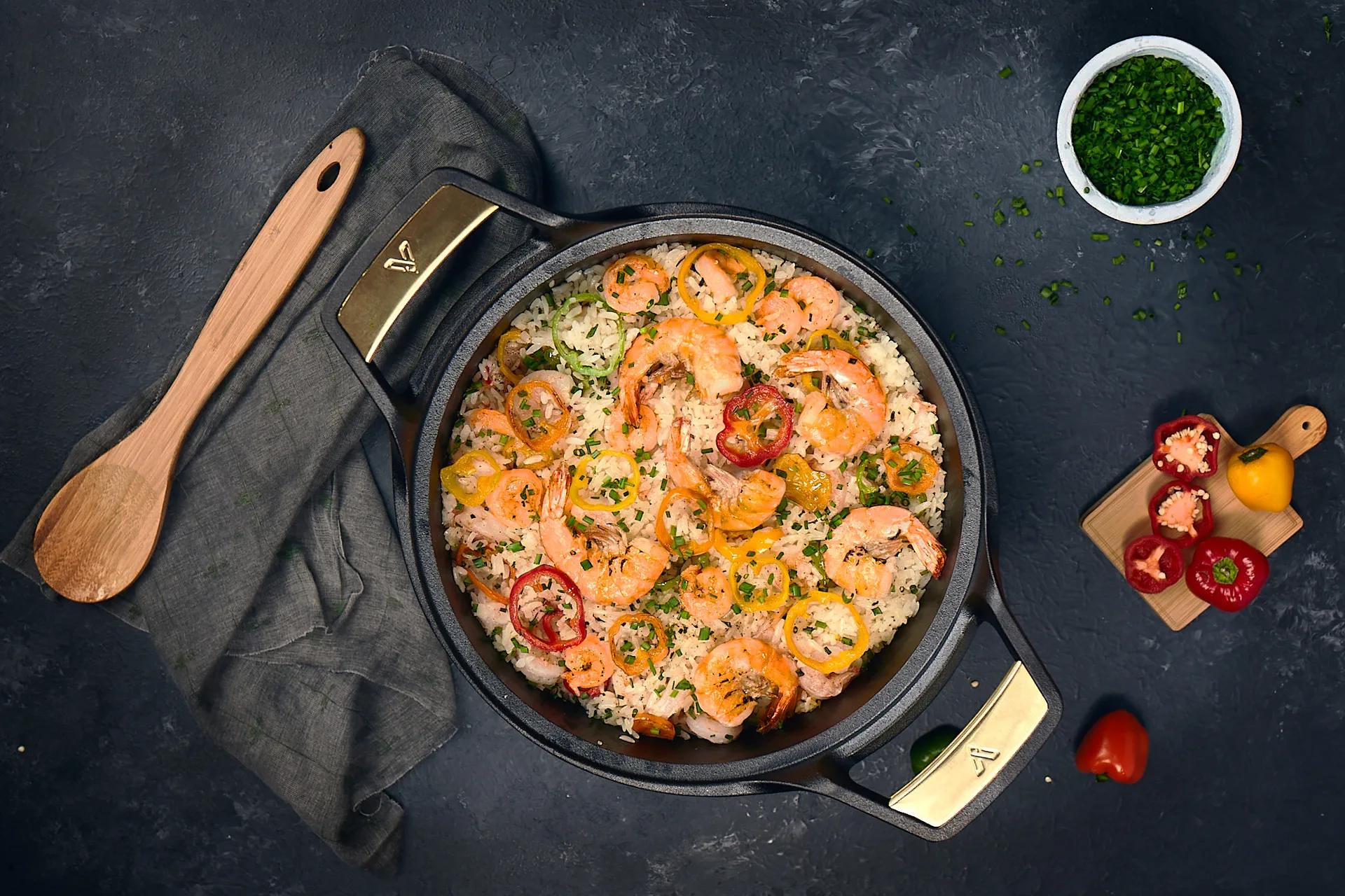 Poêle à paella Signature en fonte 33 cm, Noir Victoria