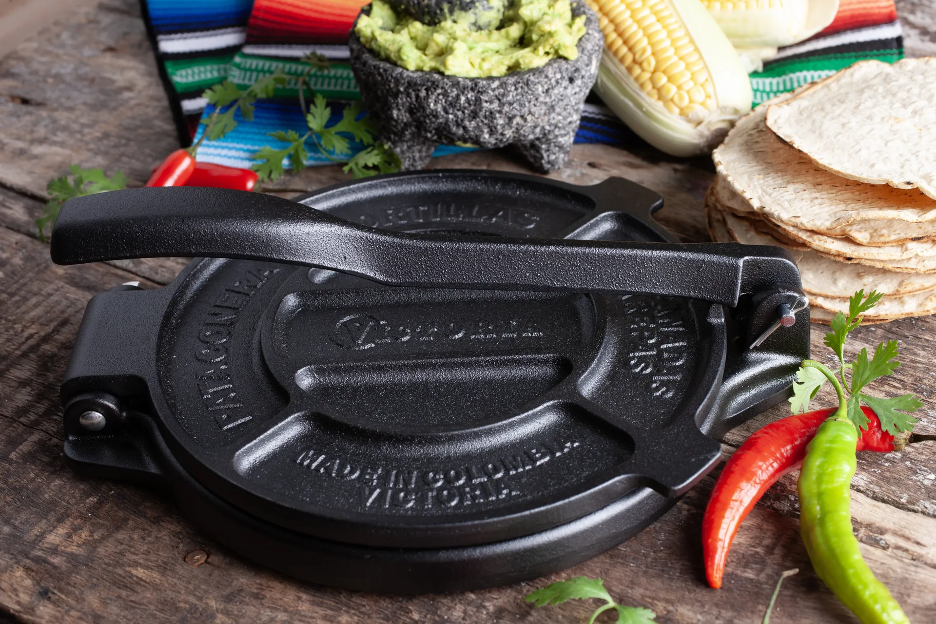 Presse à tortillas 16,5 cm fonte noire, Noir Victoria