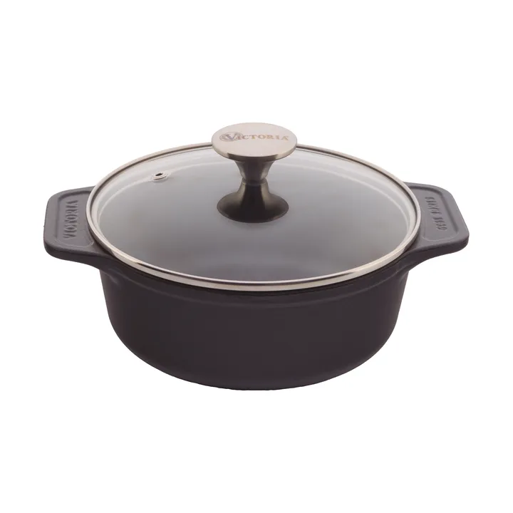 Victoria cocotte en fonte couvercle en verre enameled - 1,9 L - Victoria