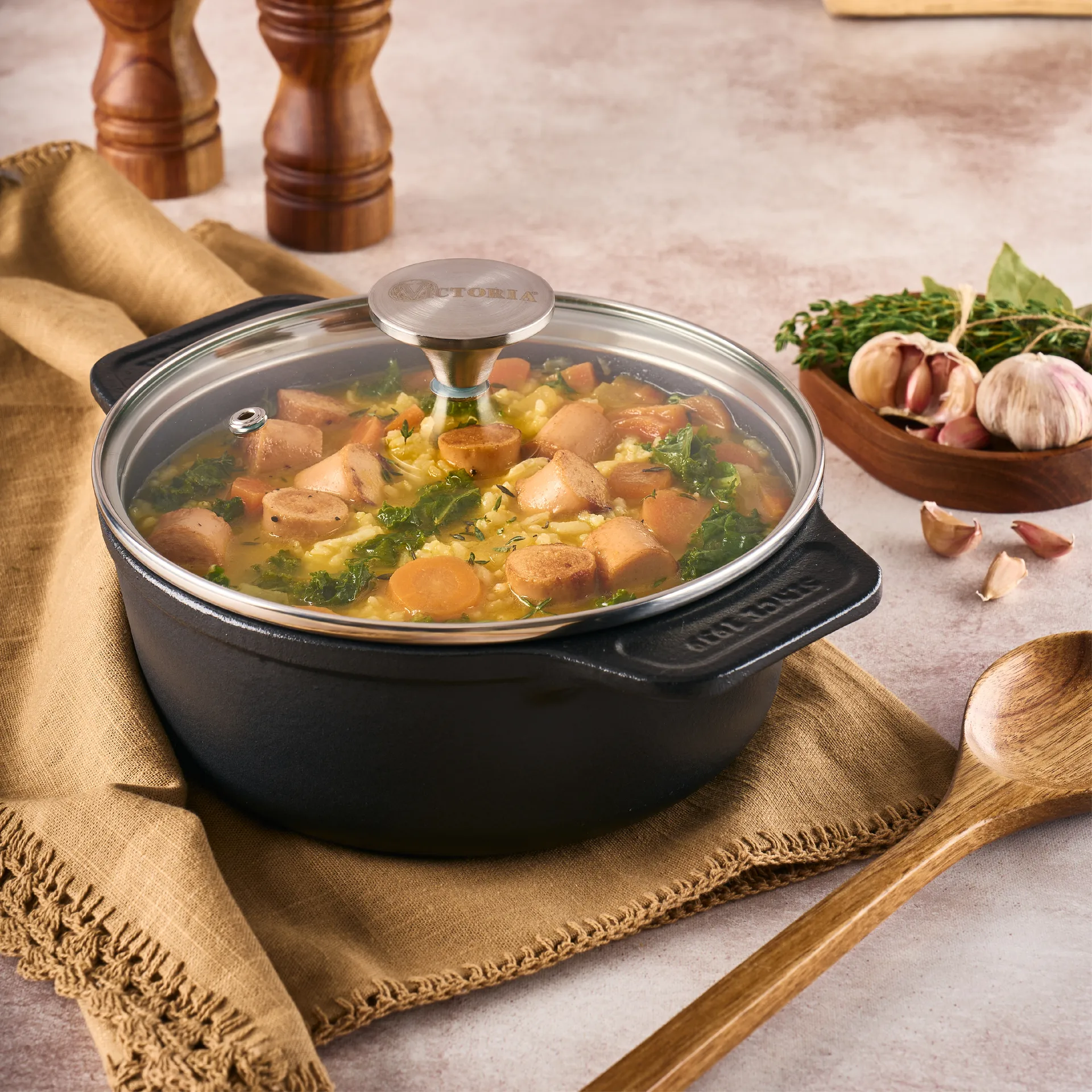 Victoria cocotte en fonte couvercle en verre enameled, 1,9 L Victoria