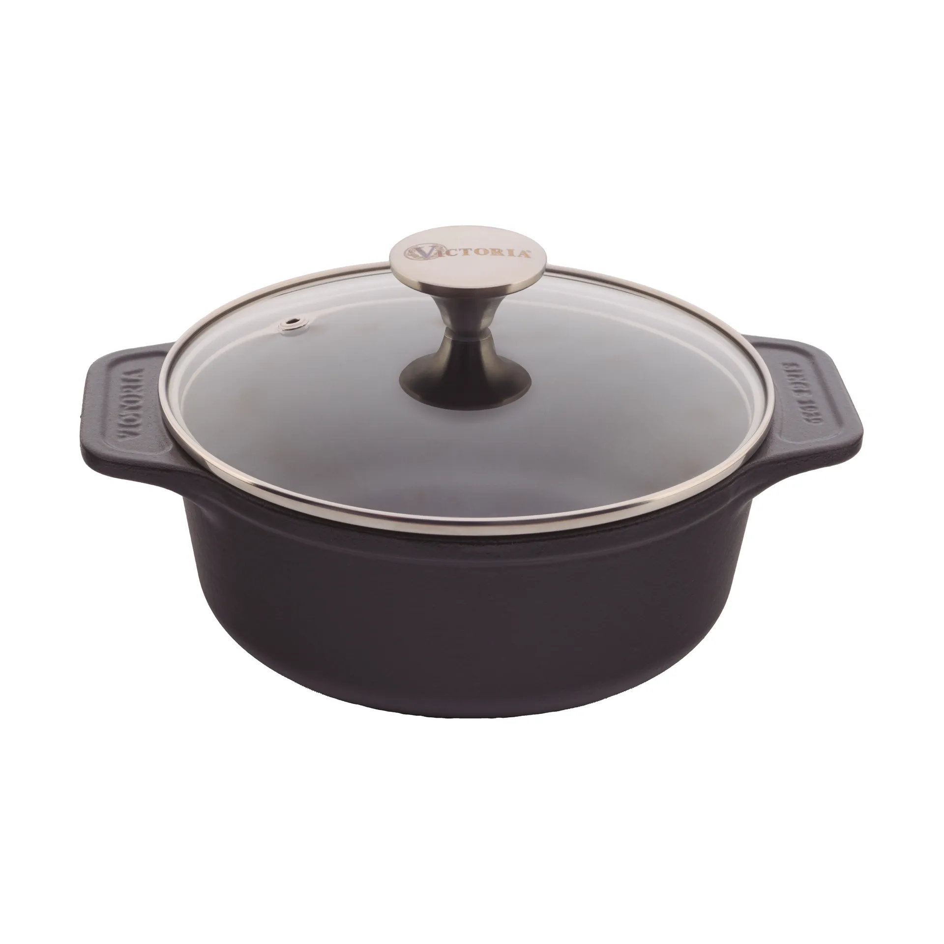 Victoria cocotte en fonte couvercle en verre pre-seasoned, 1,9 L Victoria
